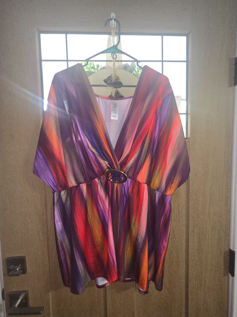 Vibrant Multicolor V-Neck Tunic with Ring Detail